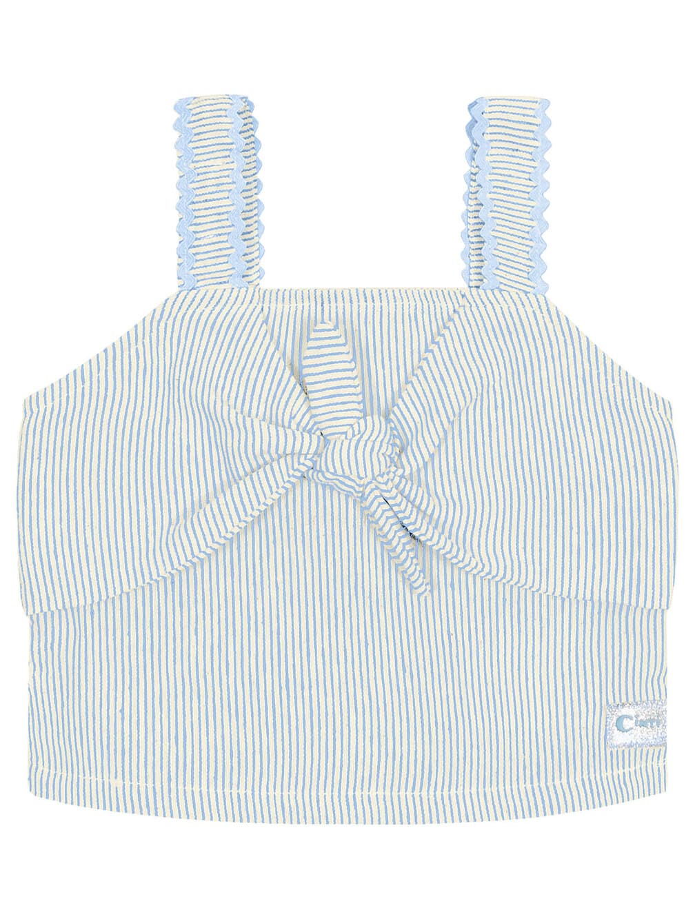 Conjunto Infantil Cinti Verão Calça Wide Leg e Cropped Listras Azul