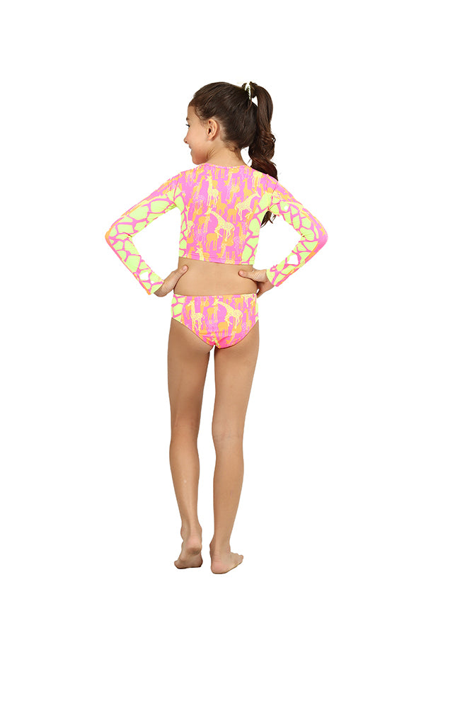 Biquíni Infantil Siri Kids Cropped Manga Longa Leticia Estampa Girafa 39172