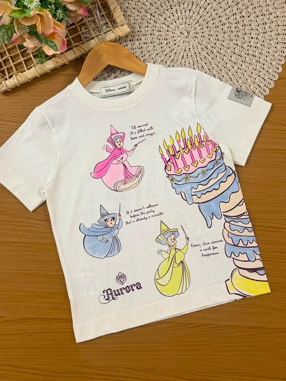 Conjunto Infantil Menina Animê com Legging Capri Rosa Blusa Fada Madrina Disney