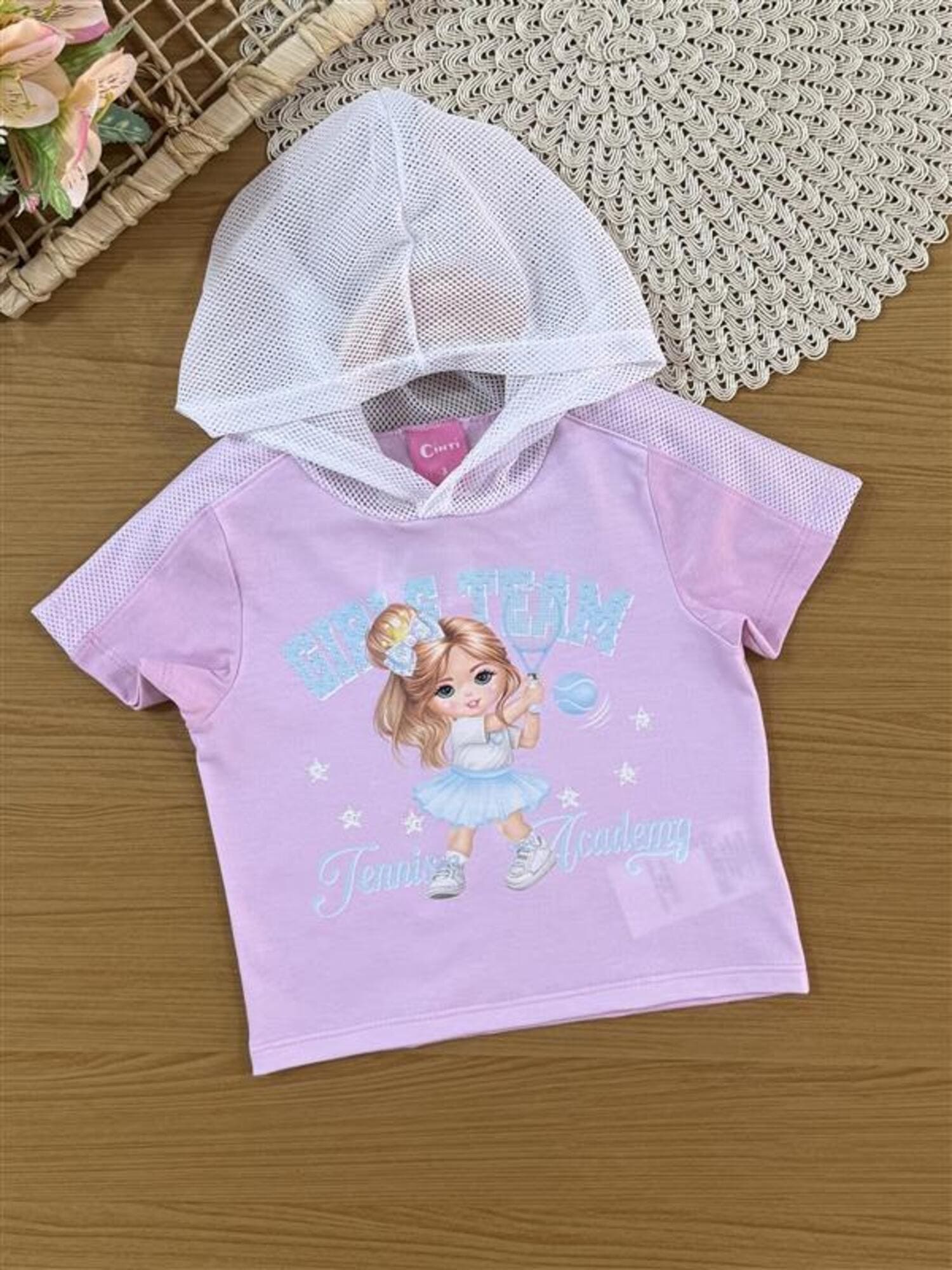 Conjunto Infantil Cinti Verão com Shorts e Blusa Lilás Menininha Tênista