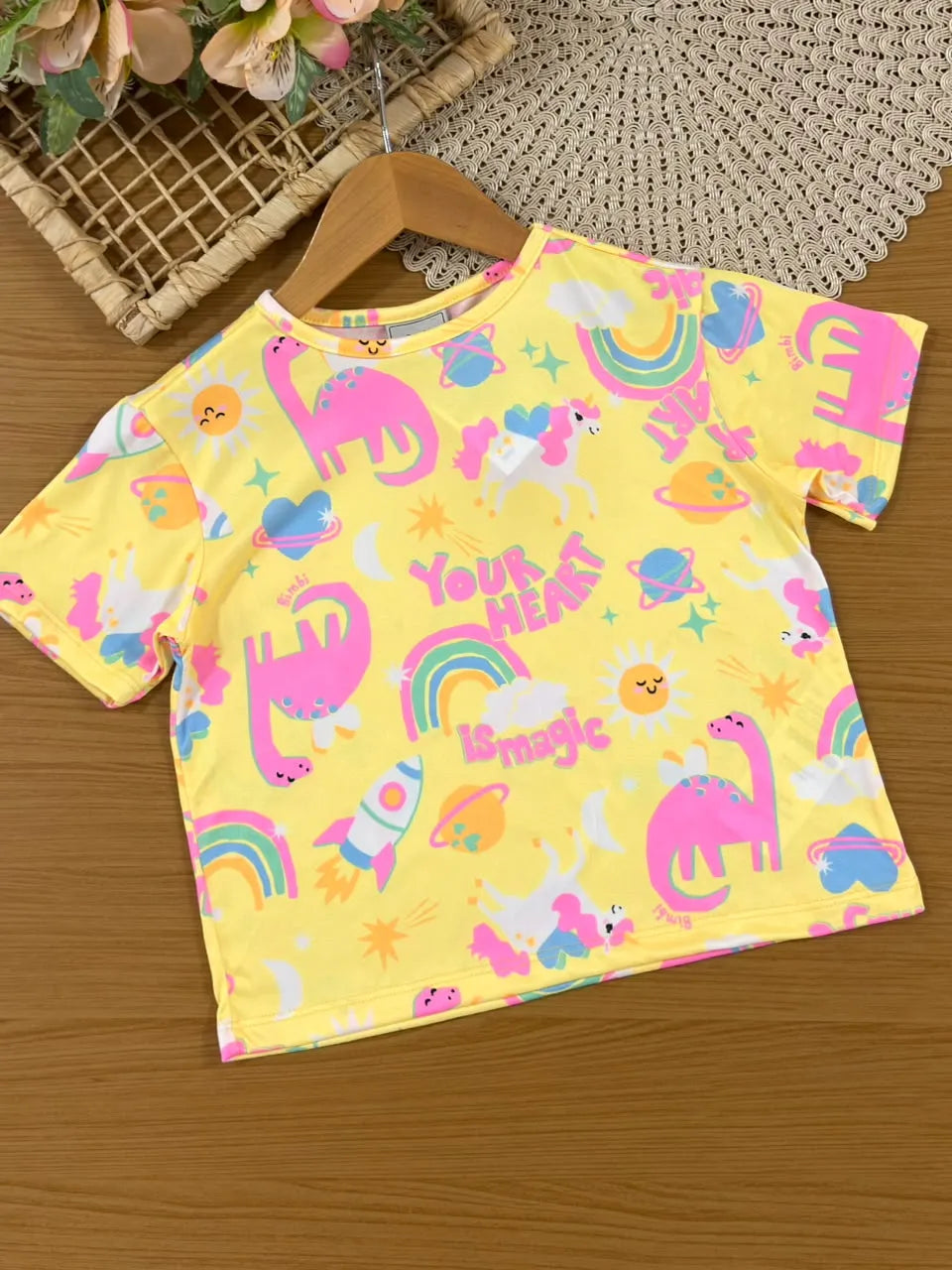 Pijama Infantil Menina Bimbi Amarelo Galáxia Mágica
