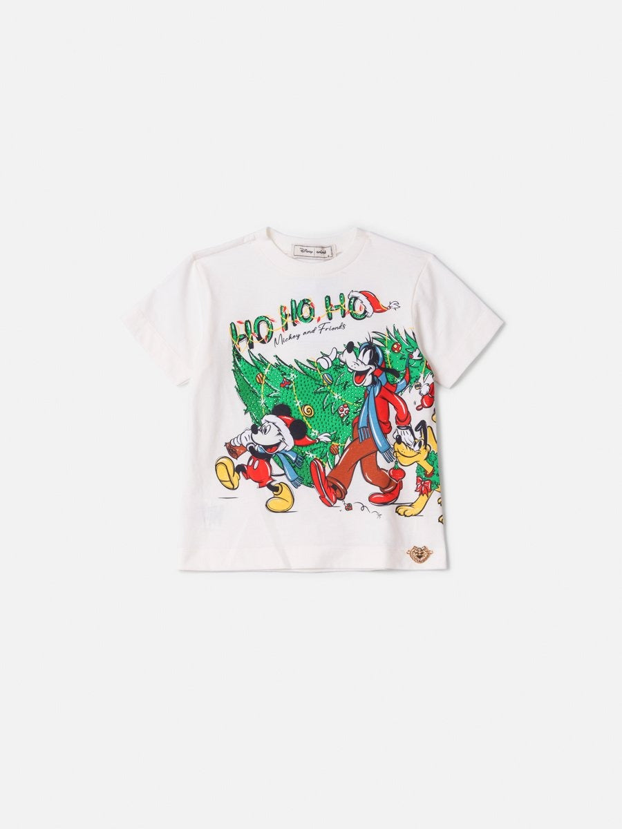 Blusa Infantil Animê Verão Branca Mickey e Amigos Natal Disney