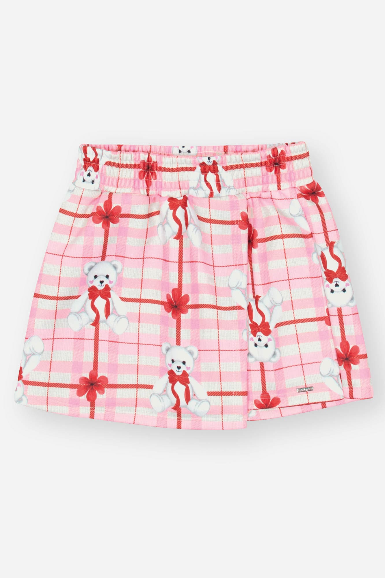 Conjunto Infantil Cinti Inverno Shorts Saia e Moletom Flanelado Laço