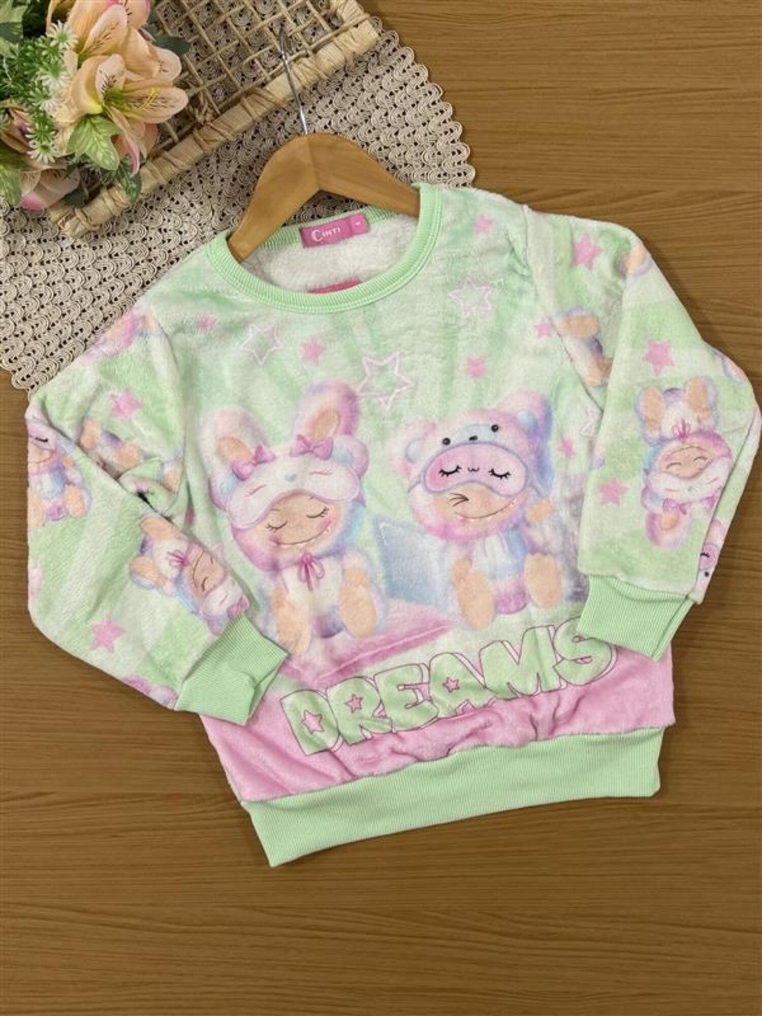 Pijama Infantil Cinti Inverno Verde Labubu Dreams