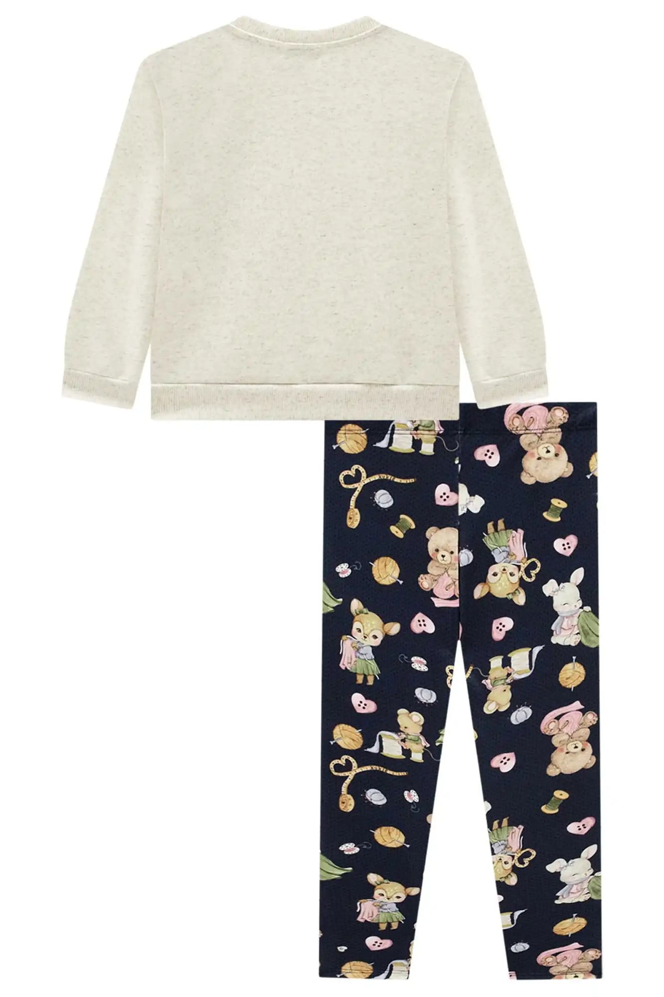 Conjunto Infantil Kukie Inverno Calça Legging e Moletom Flanelado Rena