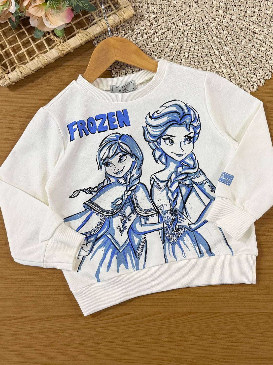 Conjunto Infantil Bimbi Inverno com Calça Legging Azul e Moletom sem Flanela Frozen Disney