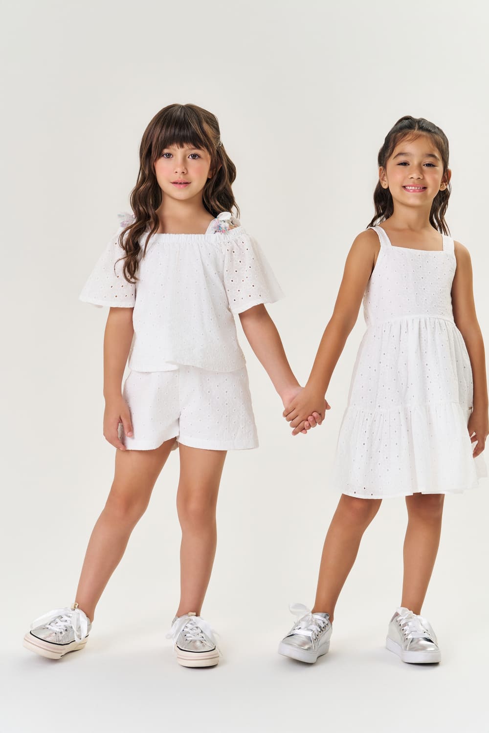 Conjunto Infantil Cinti Verão Shorts e Blusa Laise Branca