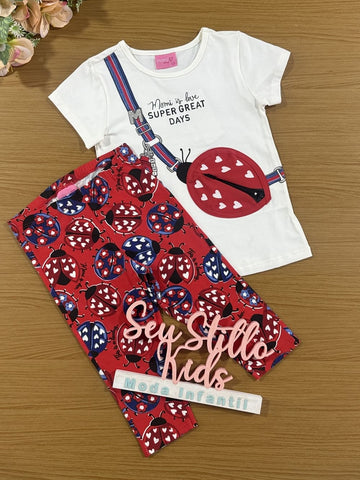 Conjunto Infantil Momi Verão Legging e Blusa Joaninha