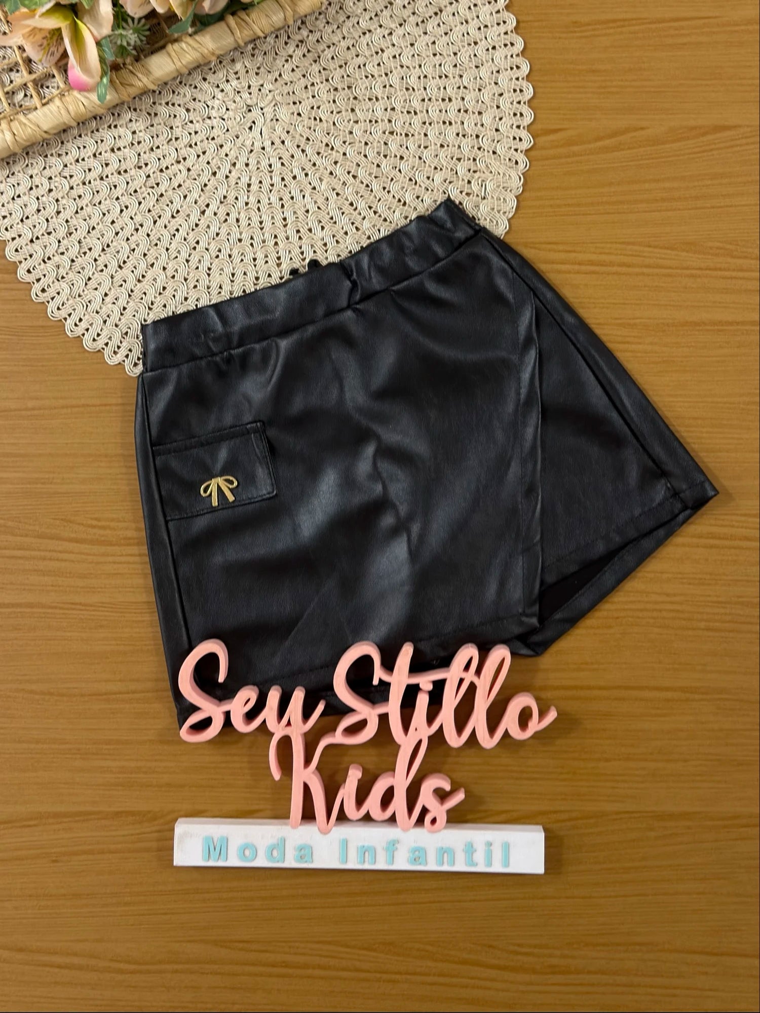 Shorts Saia Infantil Kukiê Inverno Preto