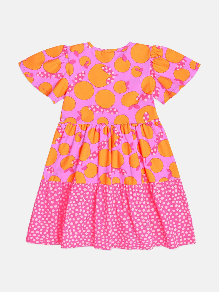 Vestido Infantil Bimbi Roxo Laranjinhas