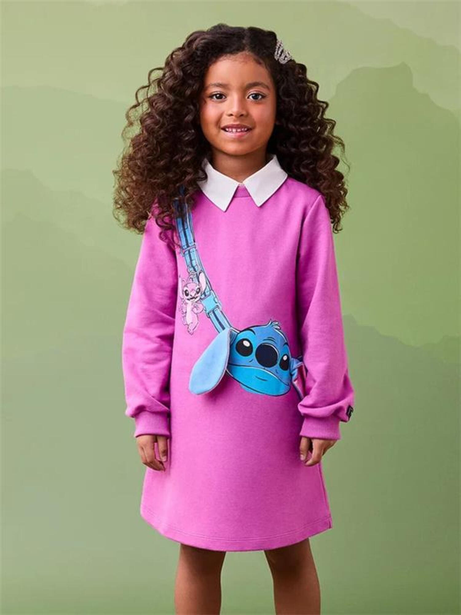 Vestido Infantil Momi Inverno Roxo Stitch Disney