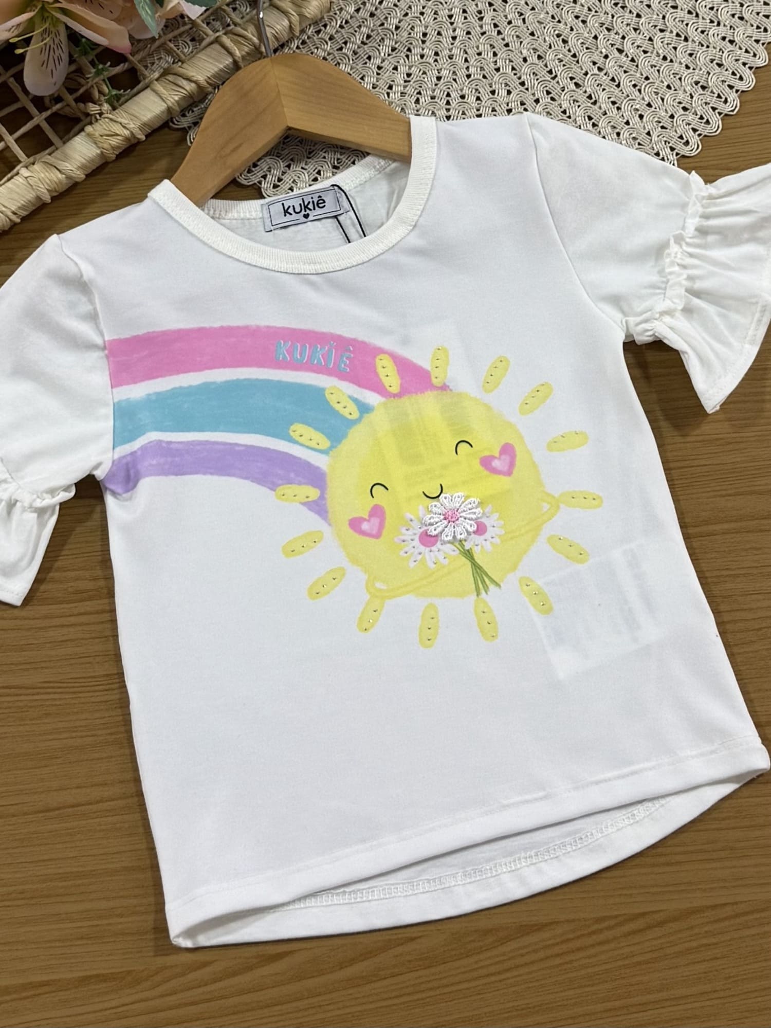 Conjunto Infantil Kukiê com Shorts Ciclista Rosa e Blusa Manga Curta Solzinho