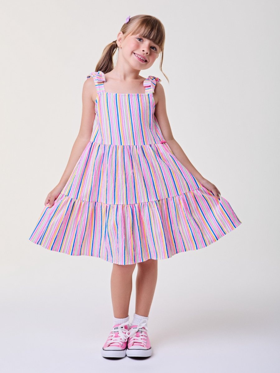 Vestido Infantil Bimbi Verão Listrado Colorido