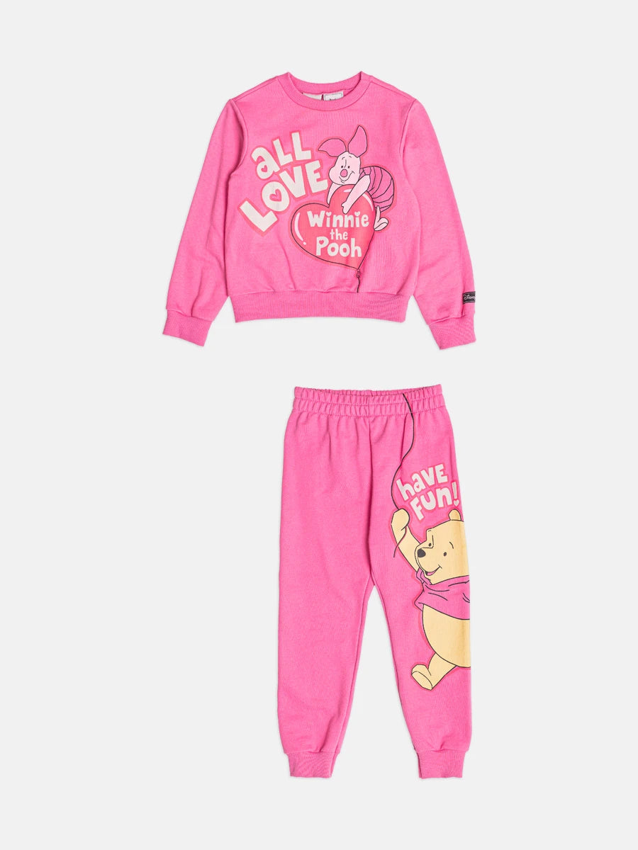 Conjunto Infantil Bimbi Inverno com Calça e Moletom sem Flanela Rosa Leitão Love