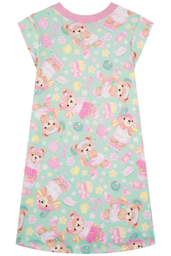 Vestido Infantil Kukiê Verão Verde Ursinhas Tênista