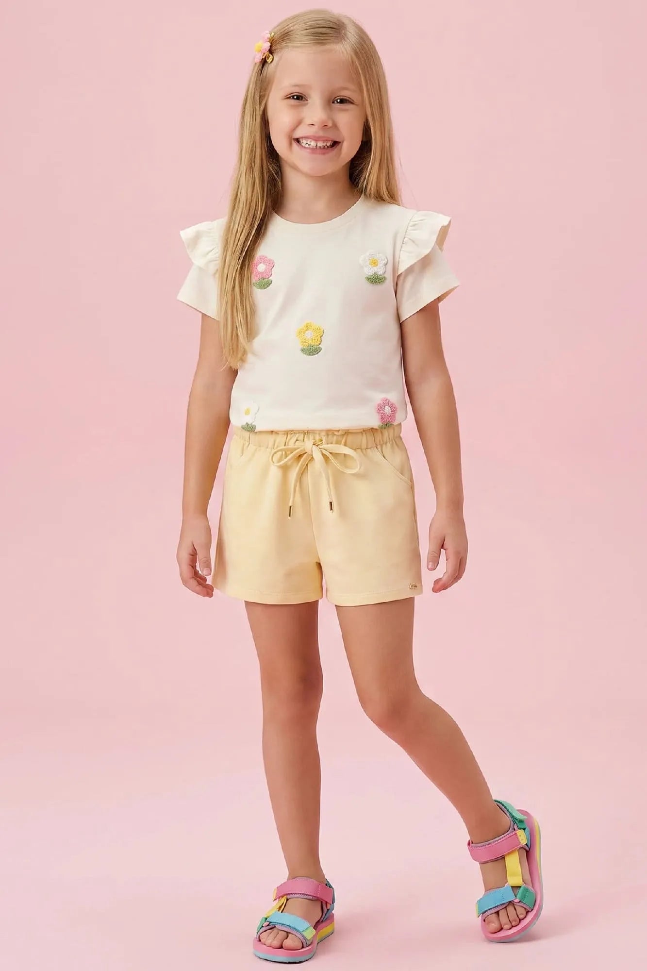 Shorts Infantil Menina Kukiê Amarelo