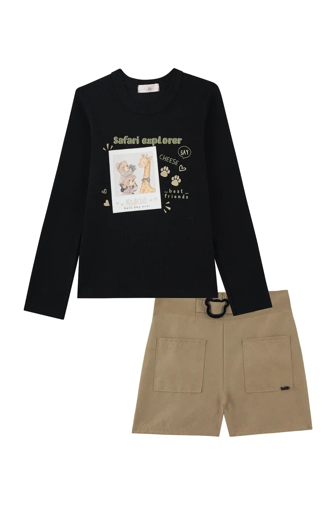 Conjunto Infantil Kukiê Inverno com Shorts e Blusa Manga Longa Safari Explorer