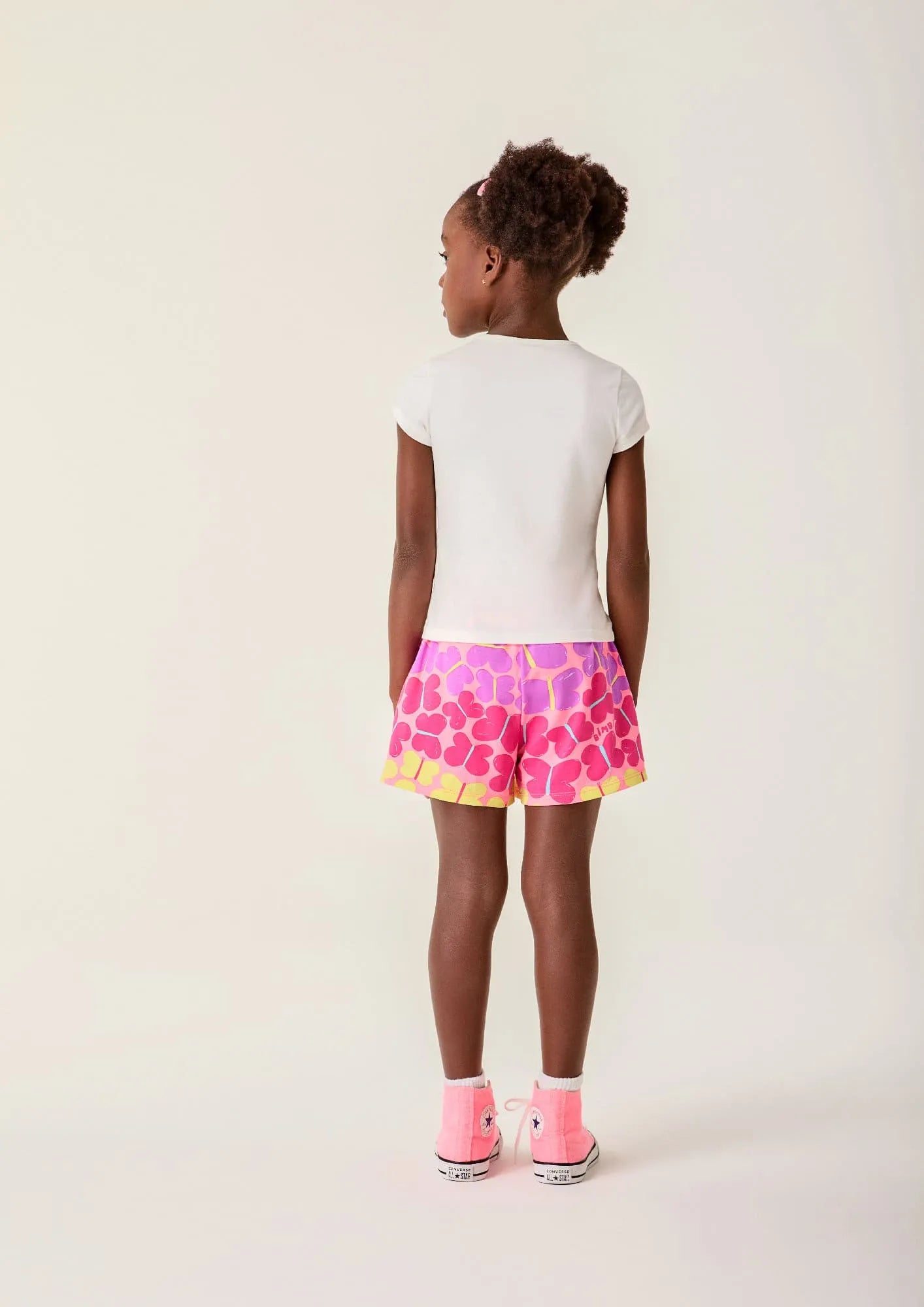 Conjunto Infantil Menina Bimbi com Shorts Rosa e Blusa Branca Borboletinhas