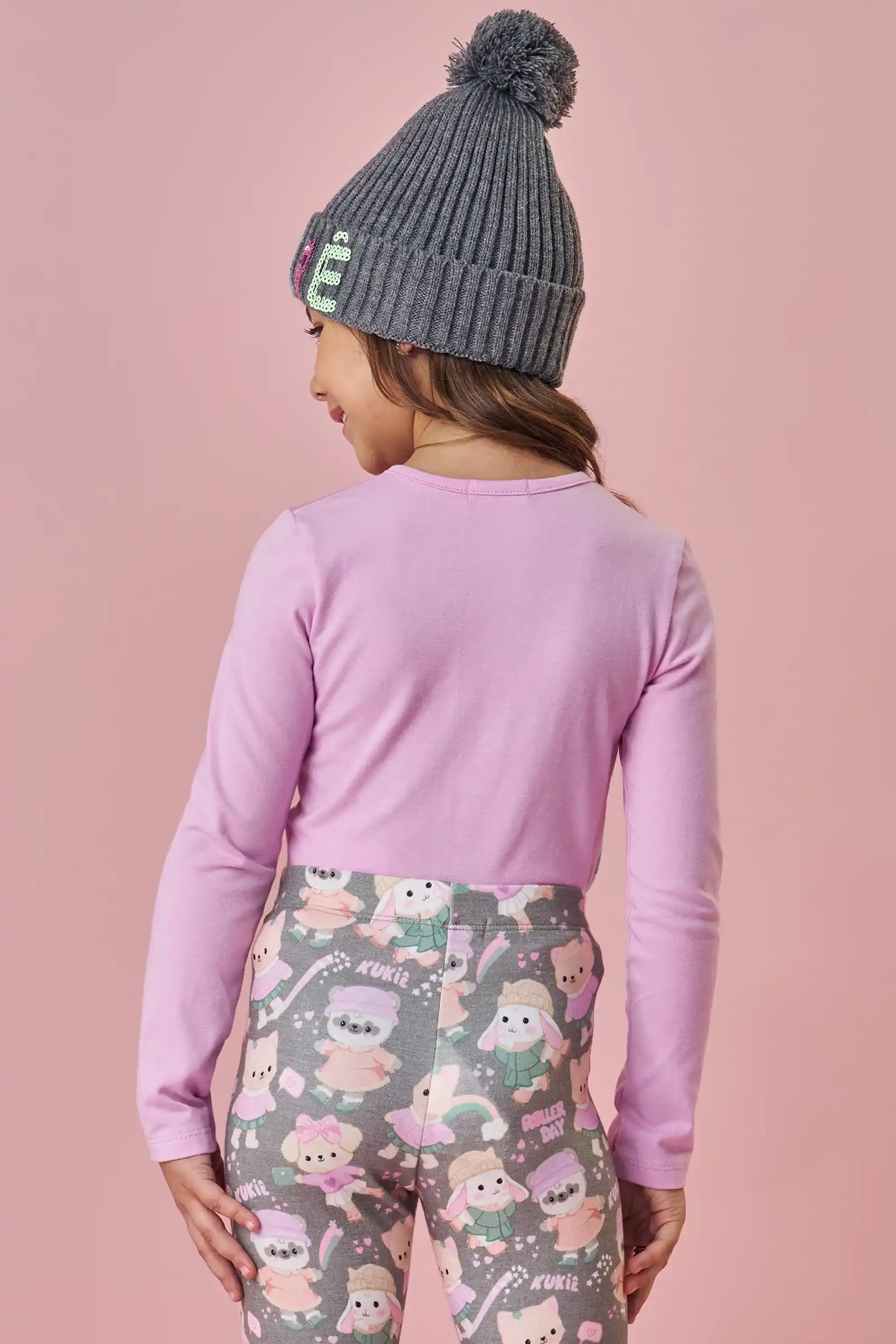 Blusa Infantil Kukiê Inverno Manga Longa Lilás Coelhinha