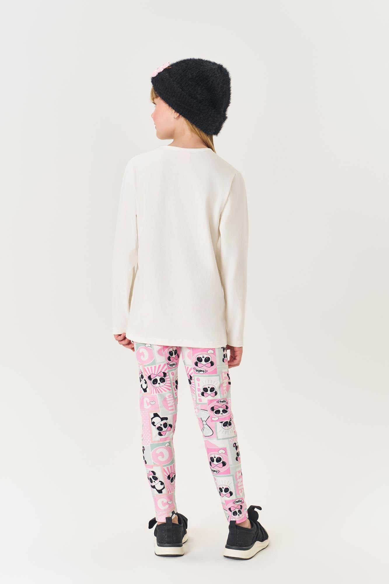 Conjunto Infantil Cinti Inverno Calça Legging e Blusa Manga Longa Pandinha