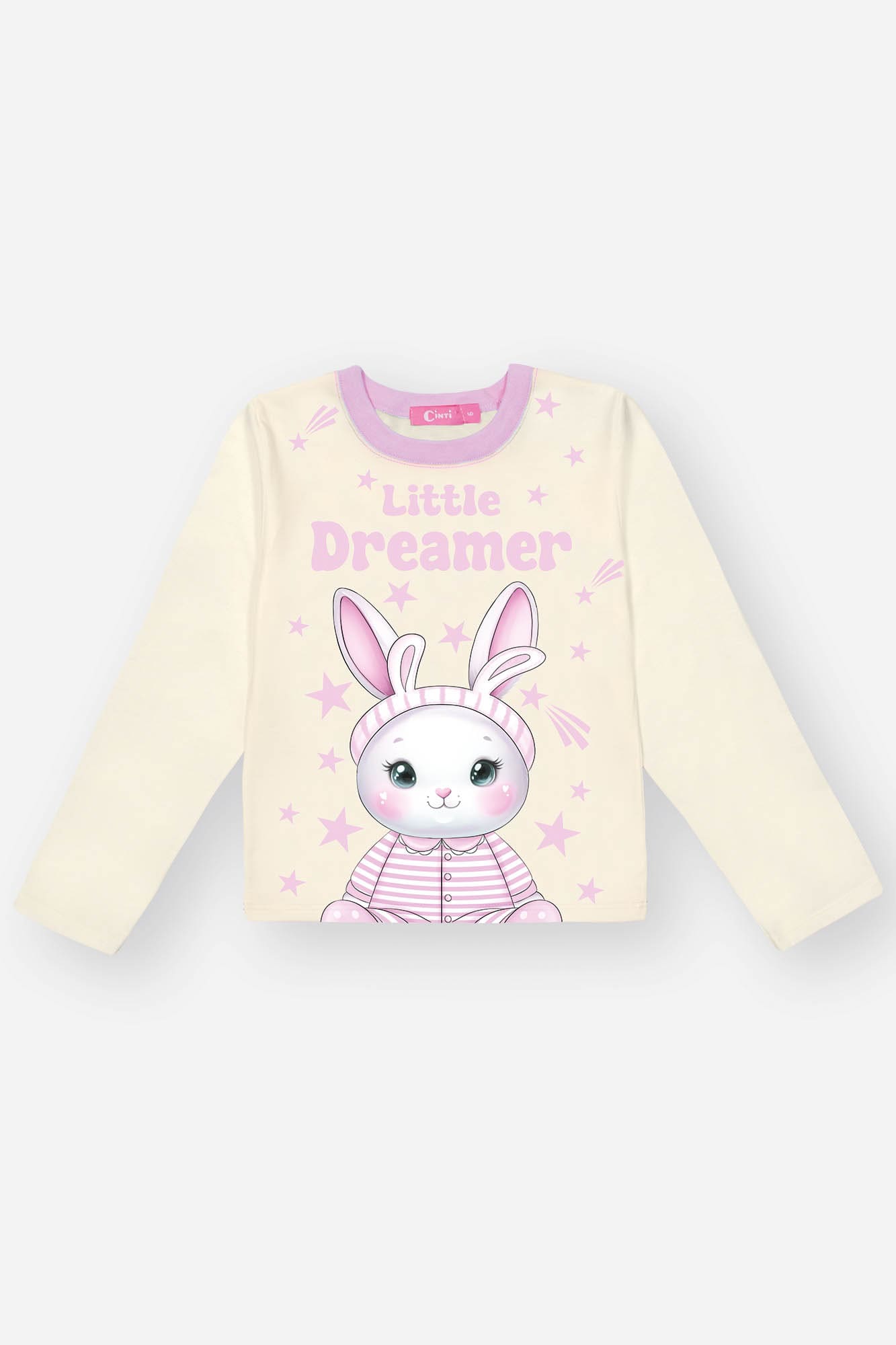 Pijama Infantil Cinti Inverno Calça Lilás e Blusa Coelho