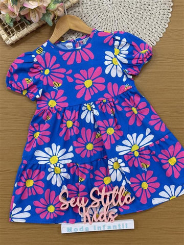 Vestido Infantil Bimbi Verão Azul Floral