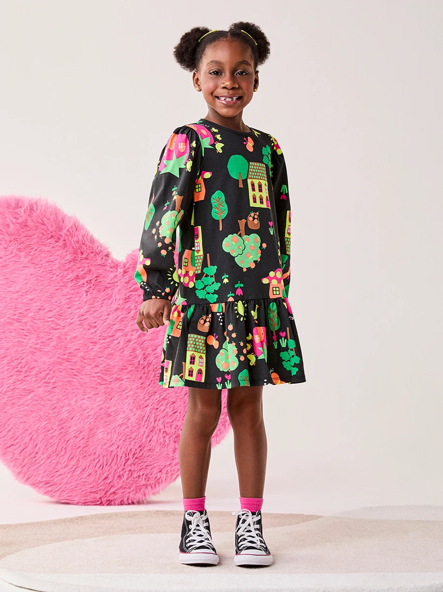 Vestido Infantil Bimbi Inverno Preto Fazendinha
