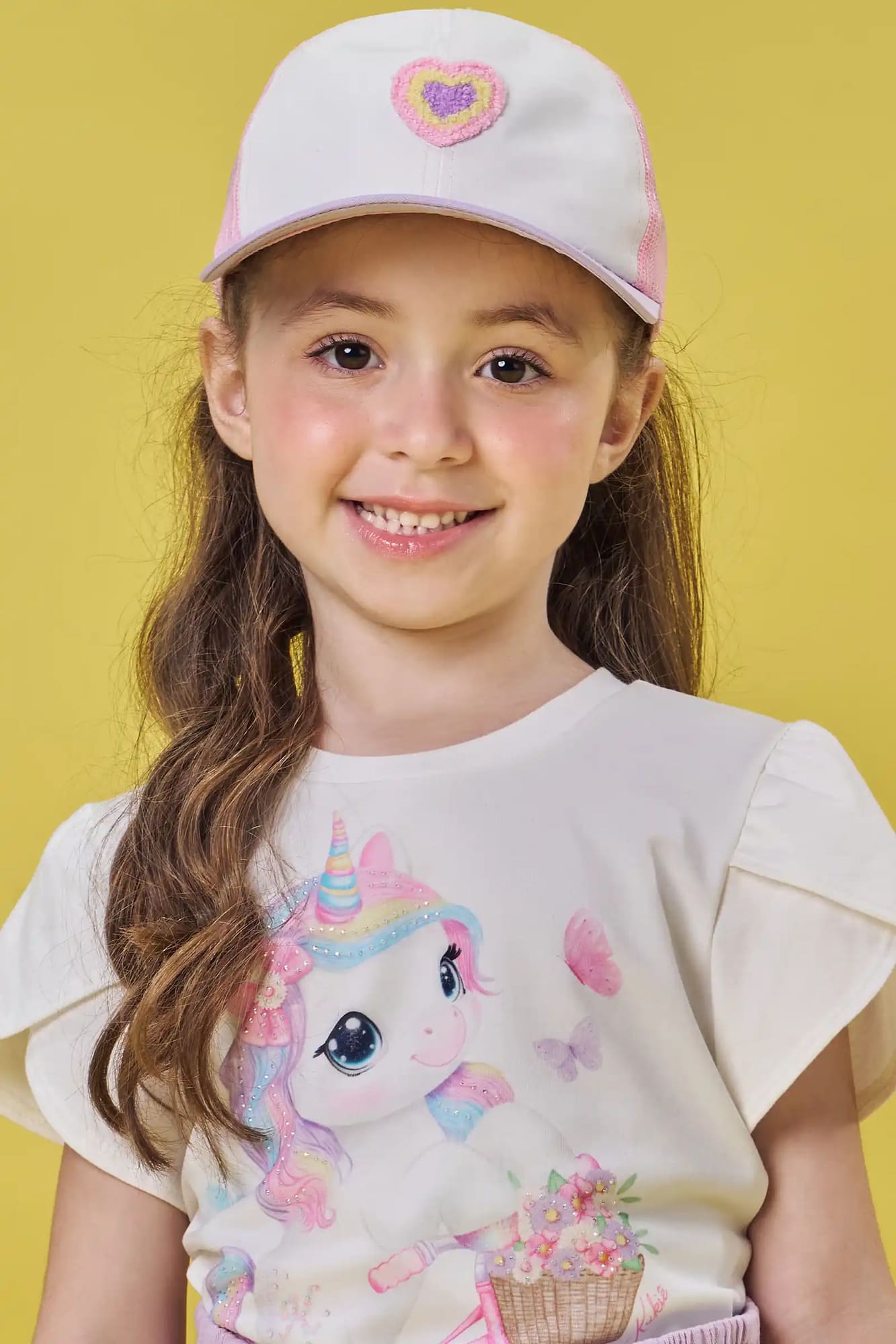 Boné Infantil Kukie Verão Bege Coração