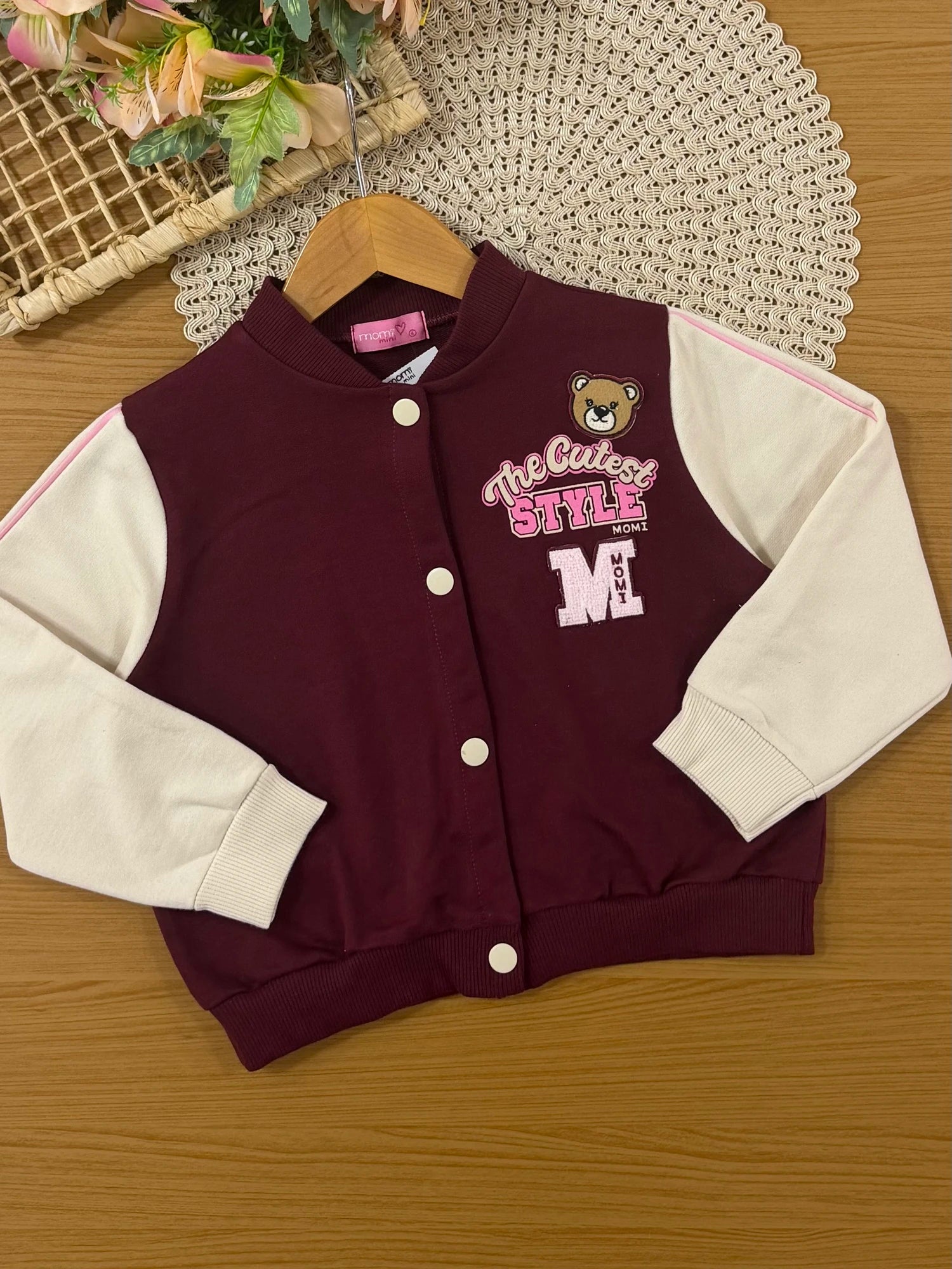 Conjunto Infantil Momi Inverno com Calça e Jaqueta sem Flanela Vinho The Cutest Style