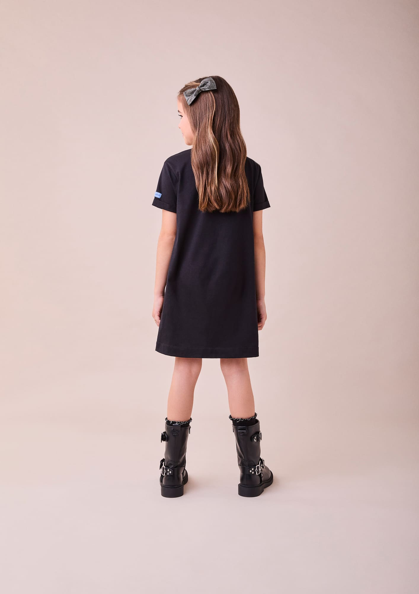 Vestido Infantil Inverno Preto Stitch com Strass