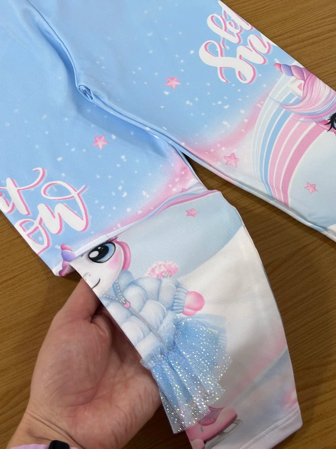 Calça Legging Infantil Cinti Inverno Flanelado Azul Unicórnio Snow