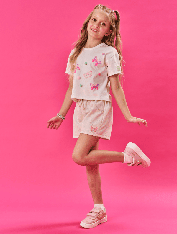 Conjunto Infantil Cinti Verão Shorts e Blusa Borboleta
