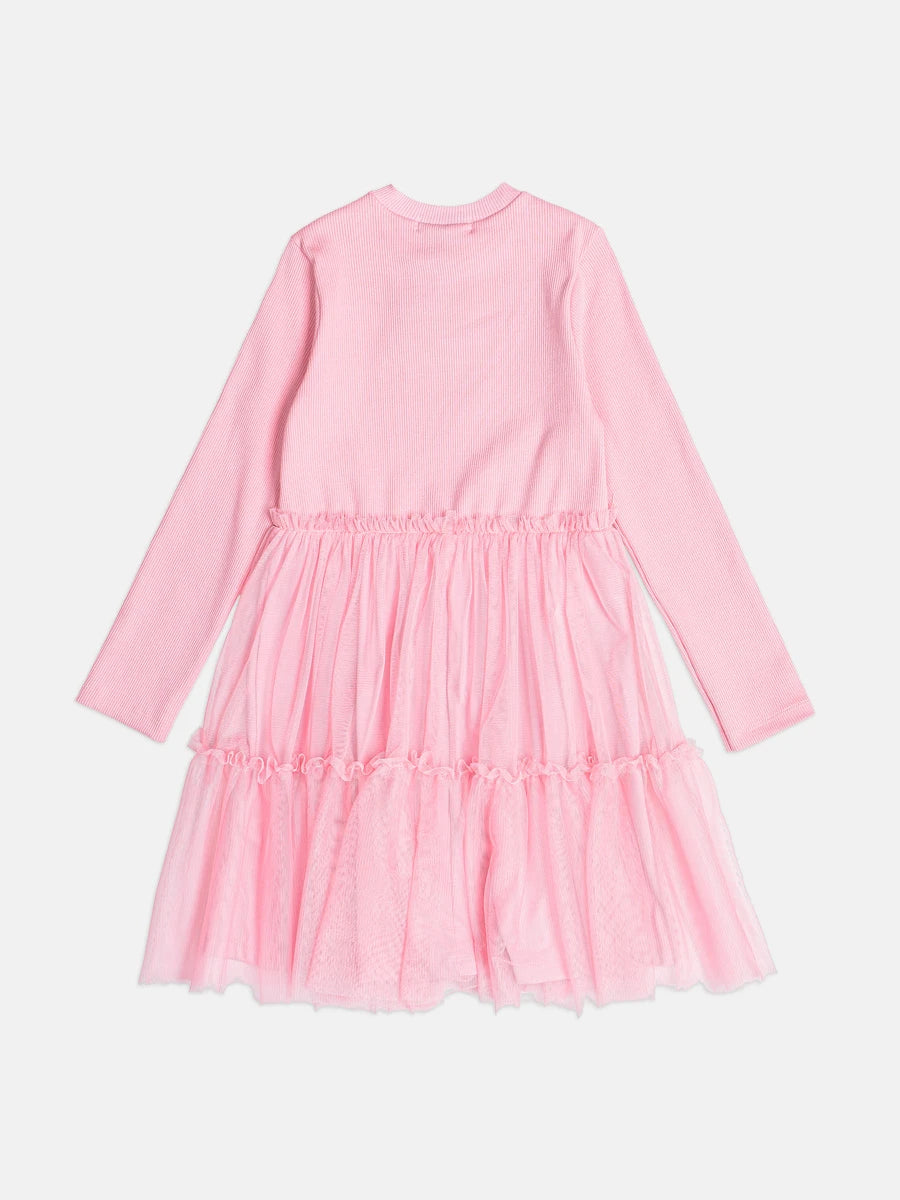 Vestido Infantil Bimbi Inverno com Tule Rosa Cachorrinha