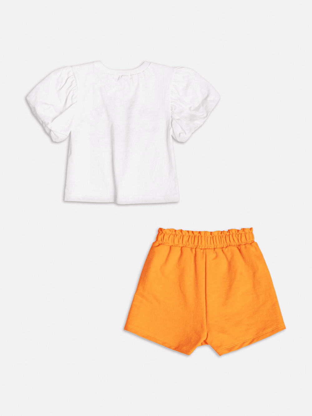Conjunto Infantil Momi Verão Shorts Laranja e Blusa Cereja Doce