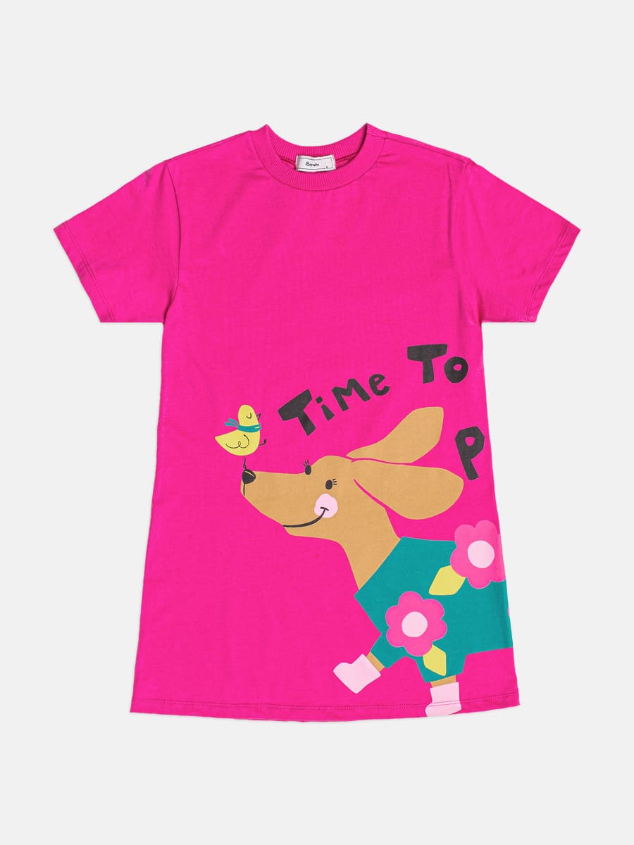 Vestido Infantil Bimbi Inverno Rosa Cachorrinha
