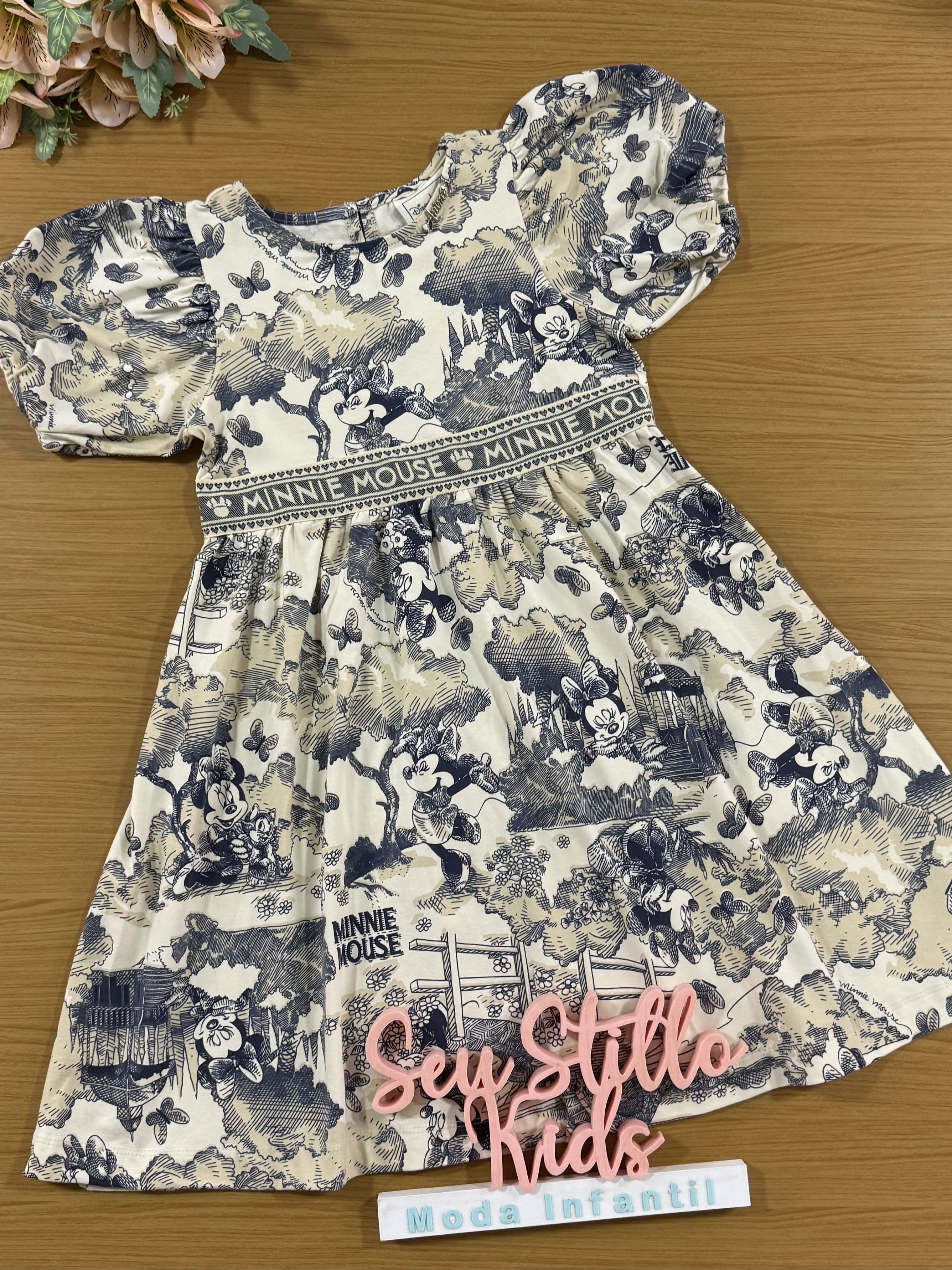 Vestido Infantil Animê Inverno Minnie Disney