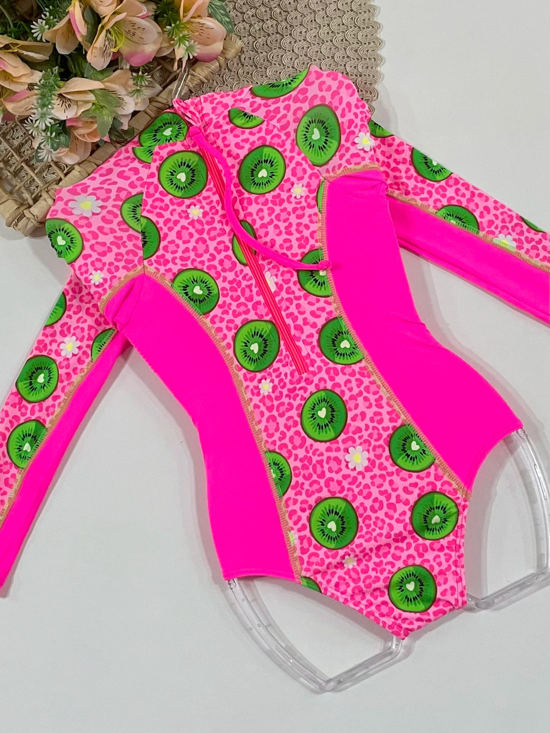 Maiô Infantil Siri Kids Cropped Manga Longa Rosa Tati Kiwi 43075