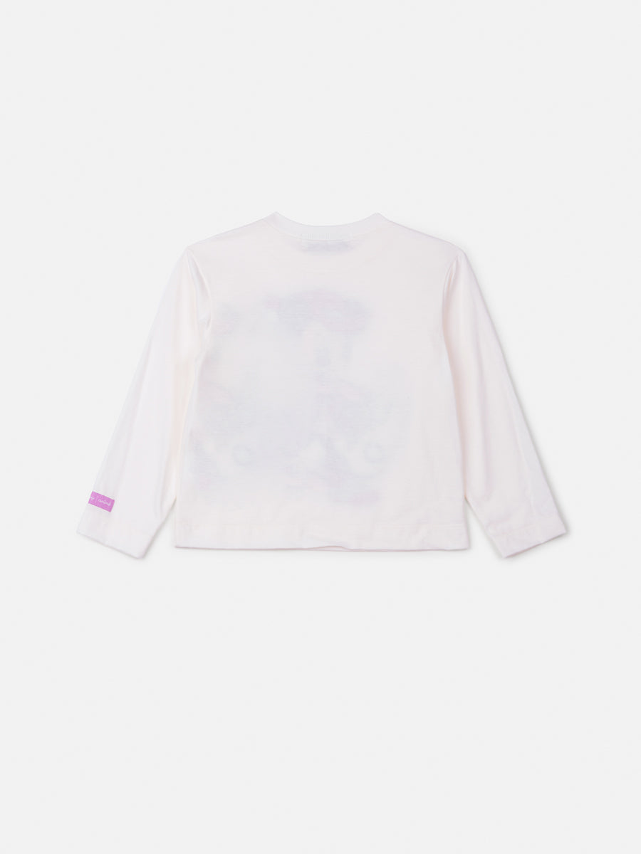 Blusa Infantil Animê Inverno Manga Longa Branca Minnie Cowgirl com Strass Disney