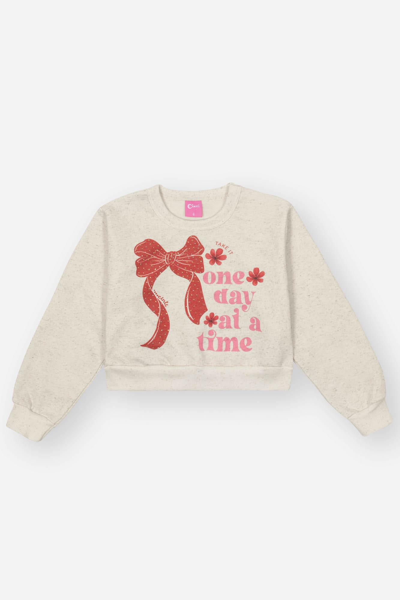 Conjunto Infantil Cinti Inverno Shorts Saia e Moletom Flanelado Laço