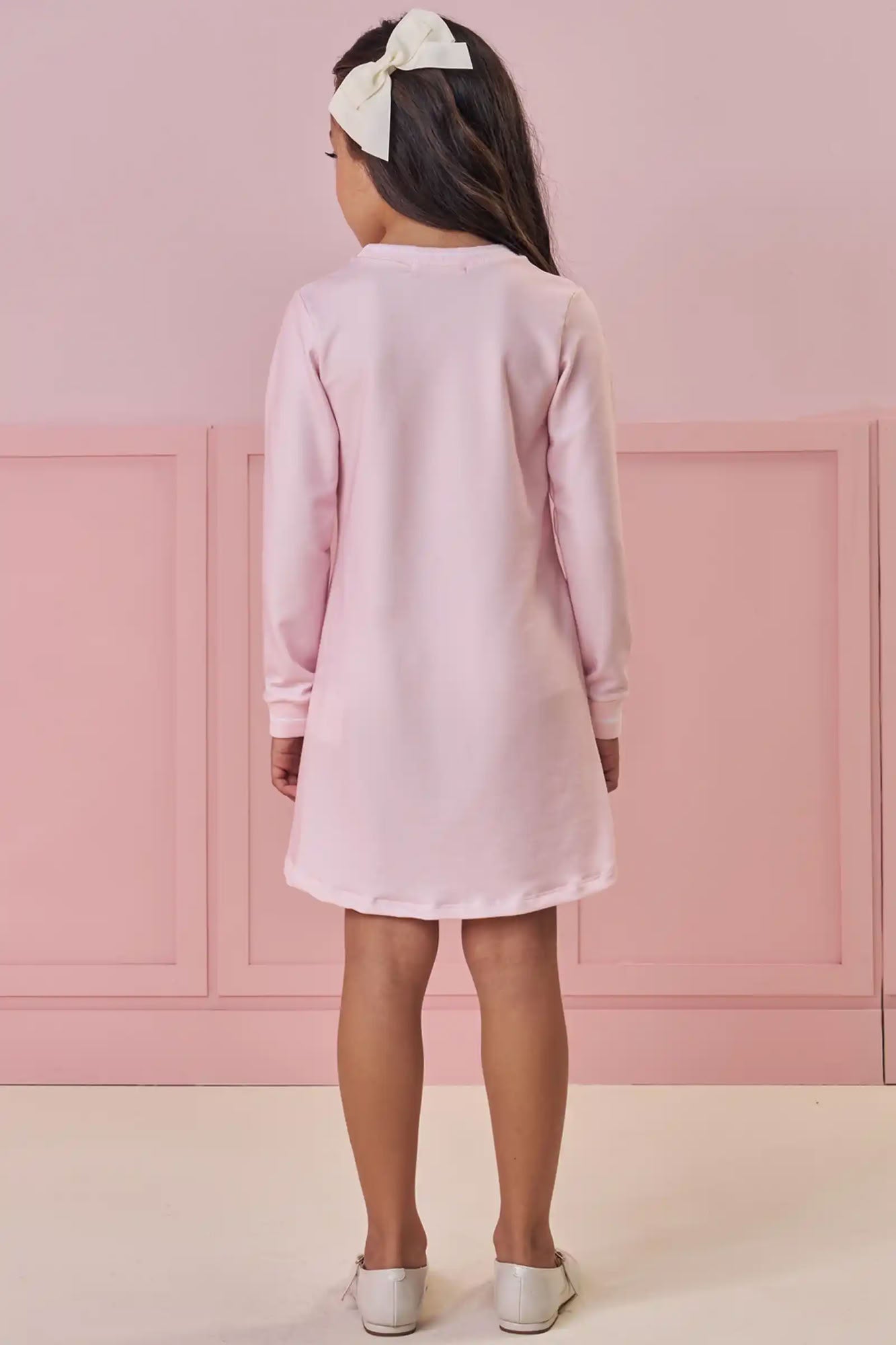 Vestido Infantil Kukiê Inverno Rosa Ursinha Bailarina