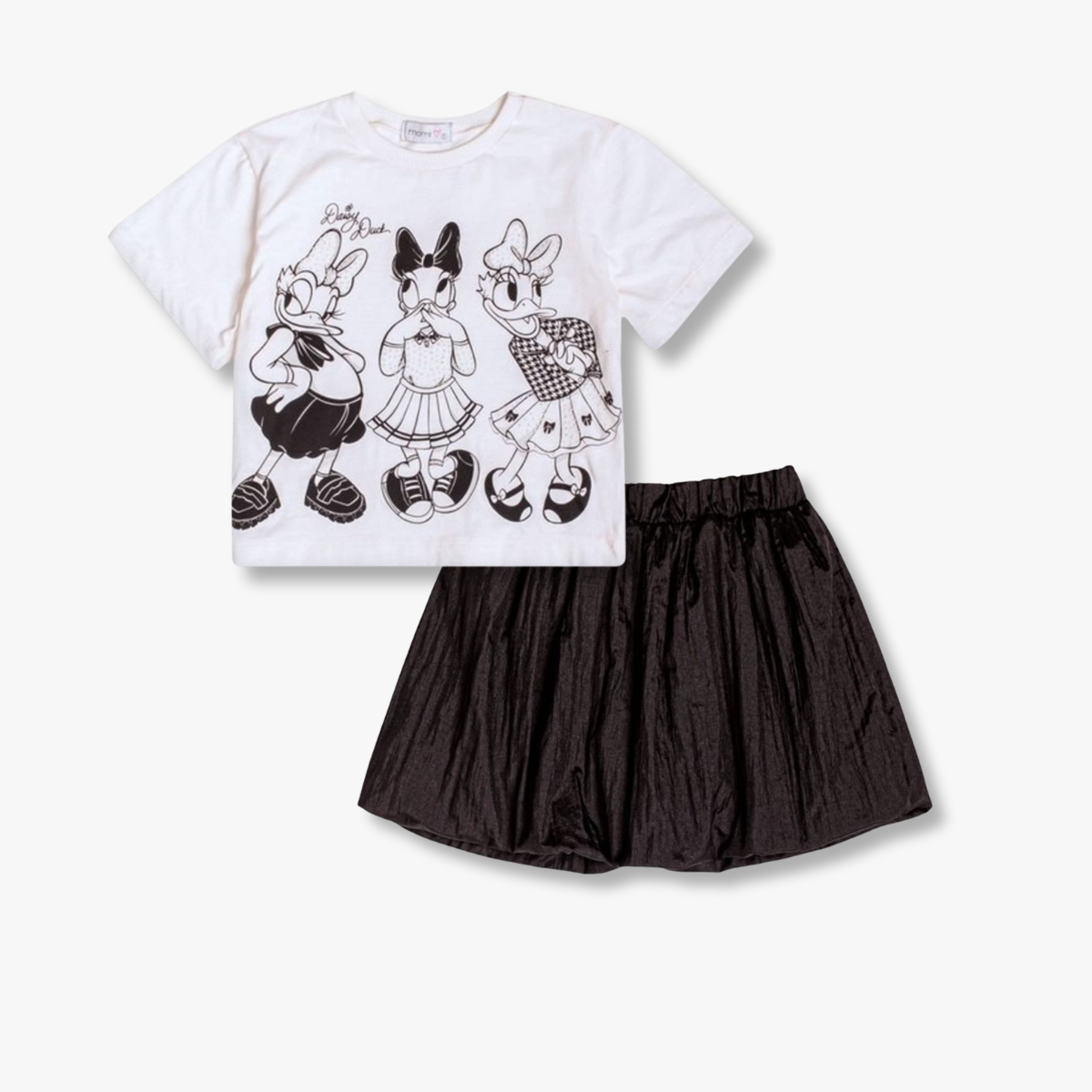 Conjunto Infantil Momi Inverno com Saia Preta e Blusa Daisy com Strass Disney