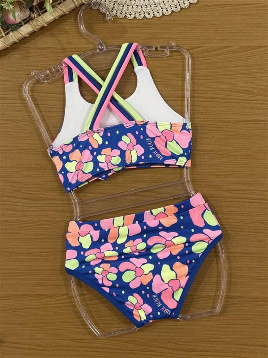 Biquíni Infantil Kukiê Verão Azul Florzinha Corações
