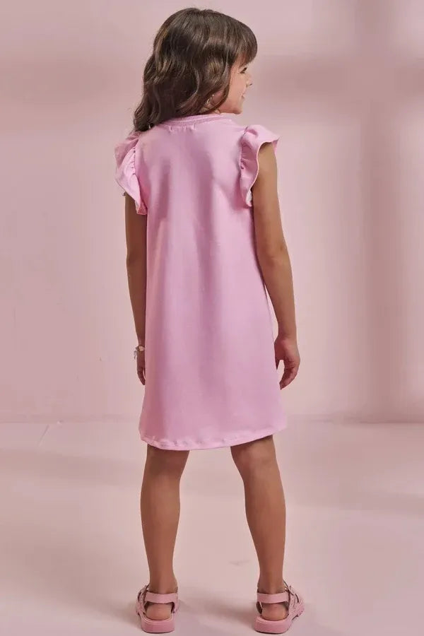 Vestido Infantil Kukiê Rosa Borboletinha Perola