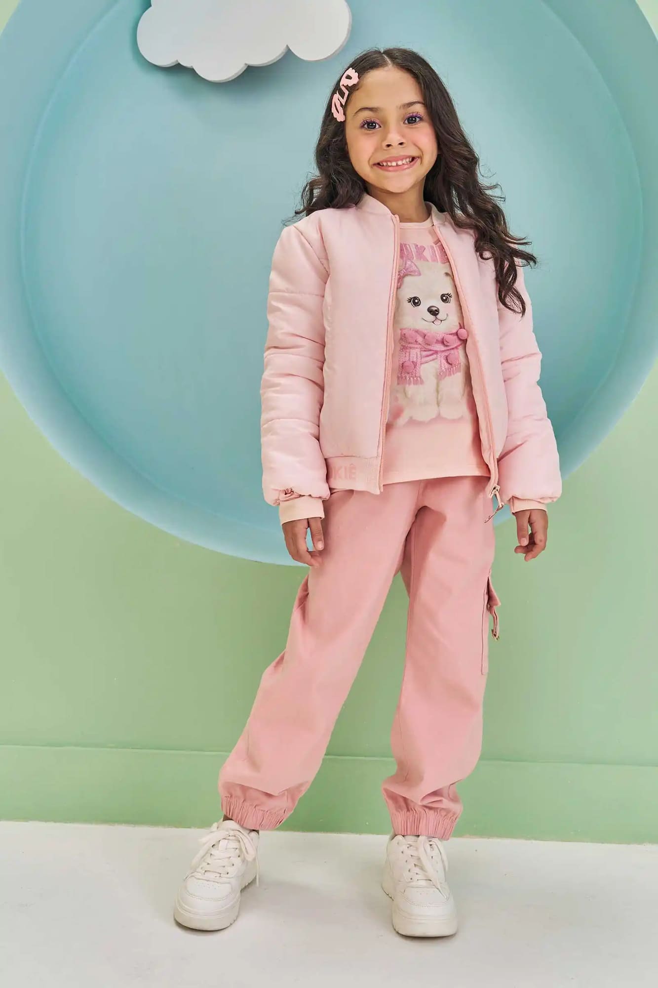 Blusa Infantil Kukiê Inverno Rosa Cachorrinha com Strass