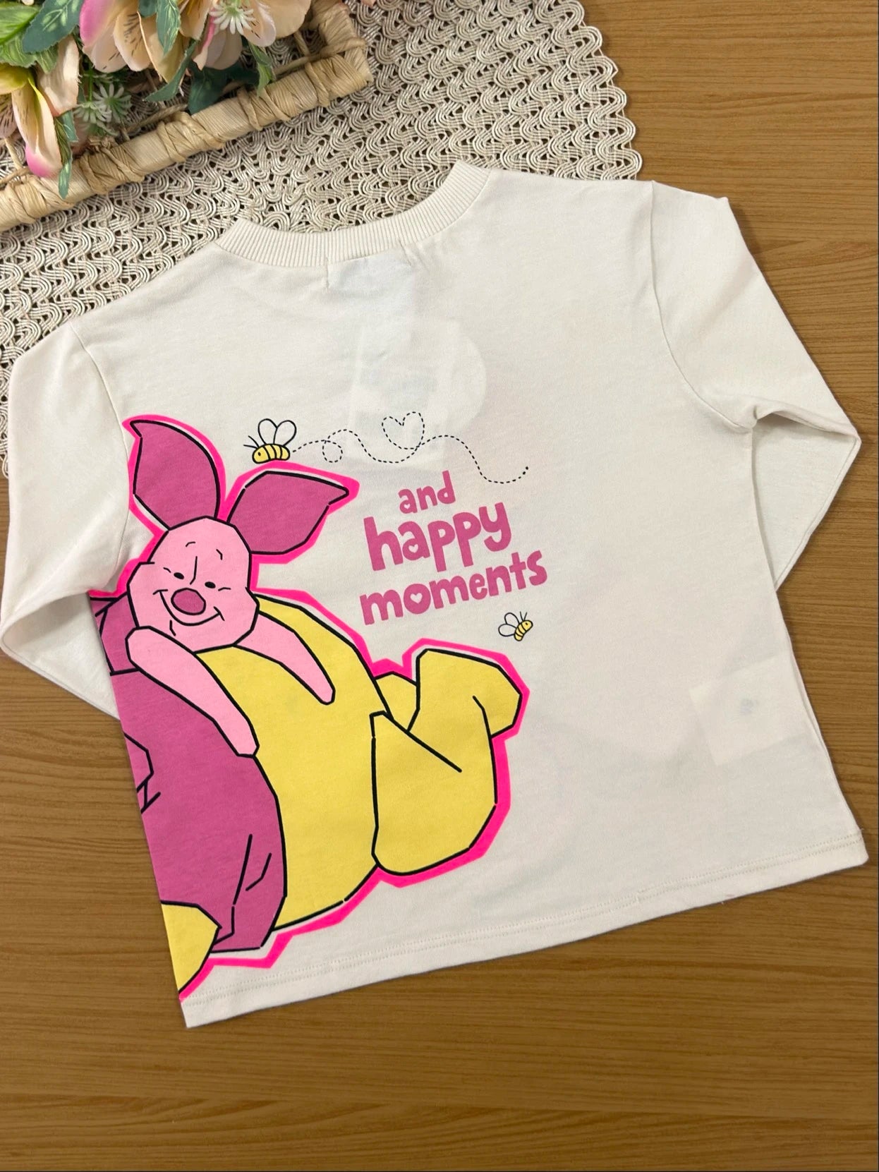 Conjunto Infantil Bimbi Inverno com Shorts Rosa e Blusa Manga Longa Pooh Friendship