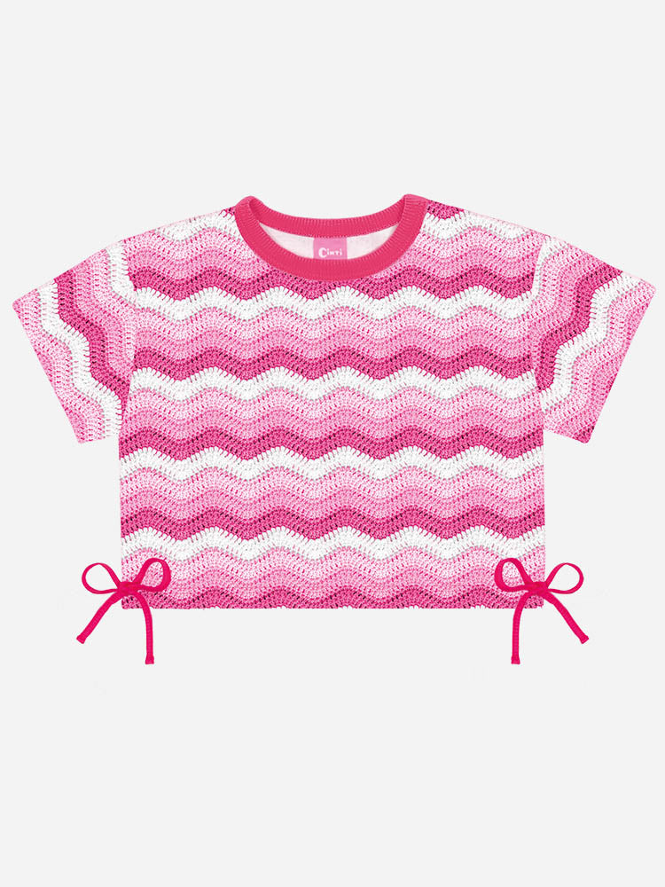 Conjunto Infantil Cinti Verão com Shorts e Blusa Tricô 3D