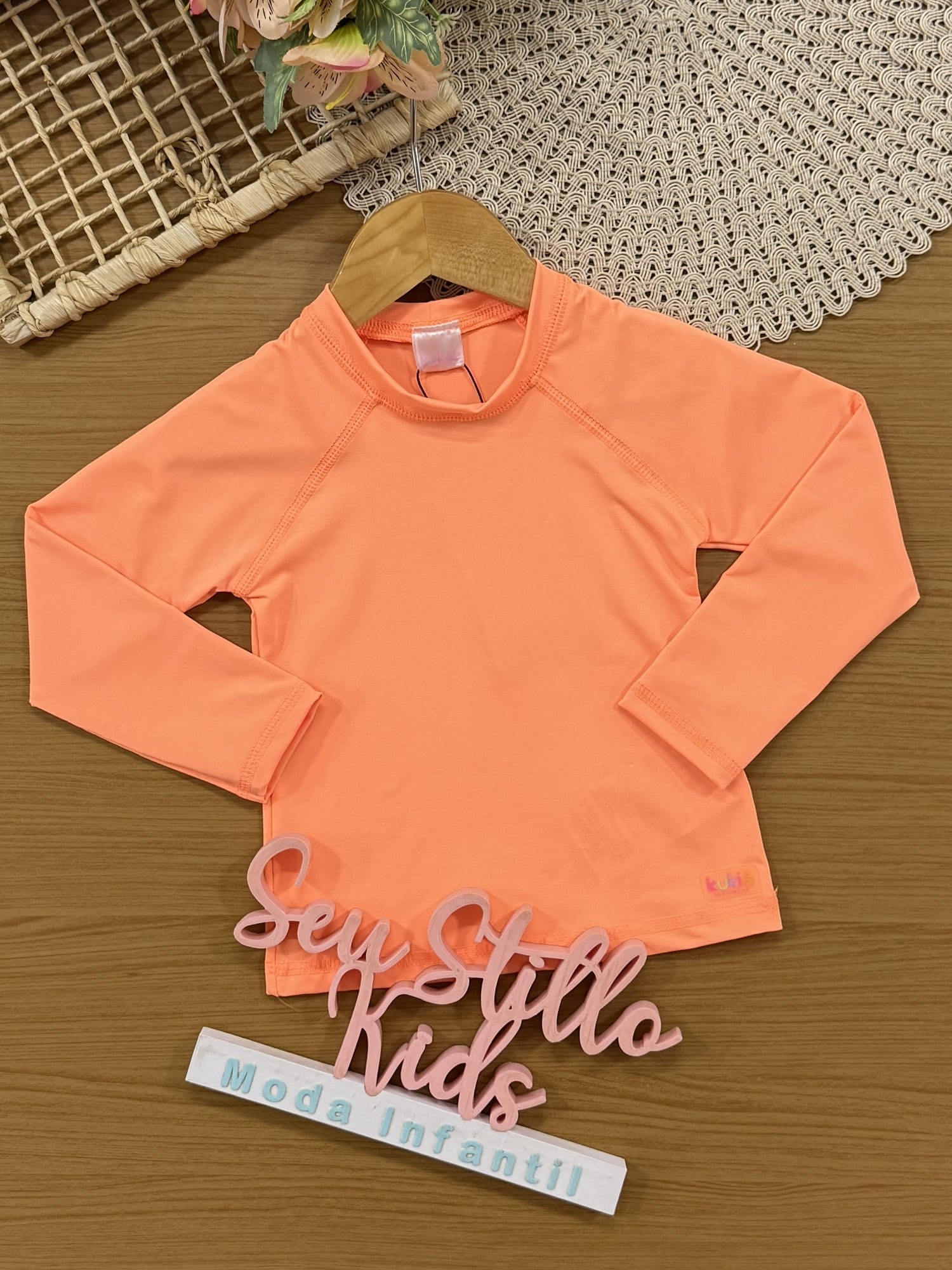 Blusa Infantil com Proteção Solar Kukiê Verão Laranja