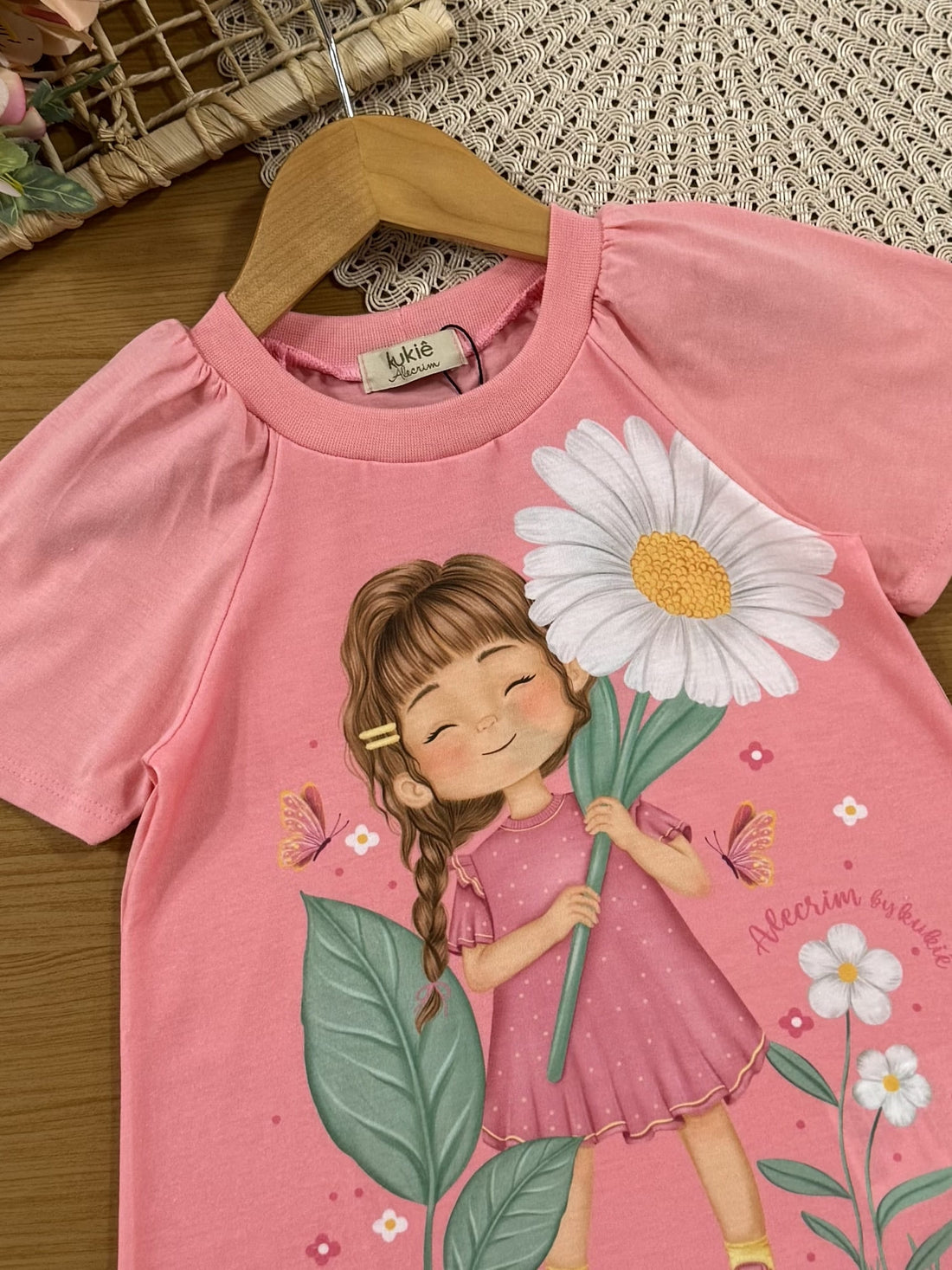 Vestido Infantil Kukiê Verão Rosa Menina no Jardim