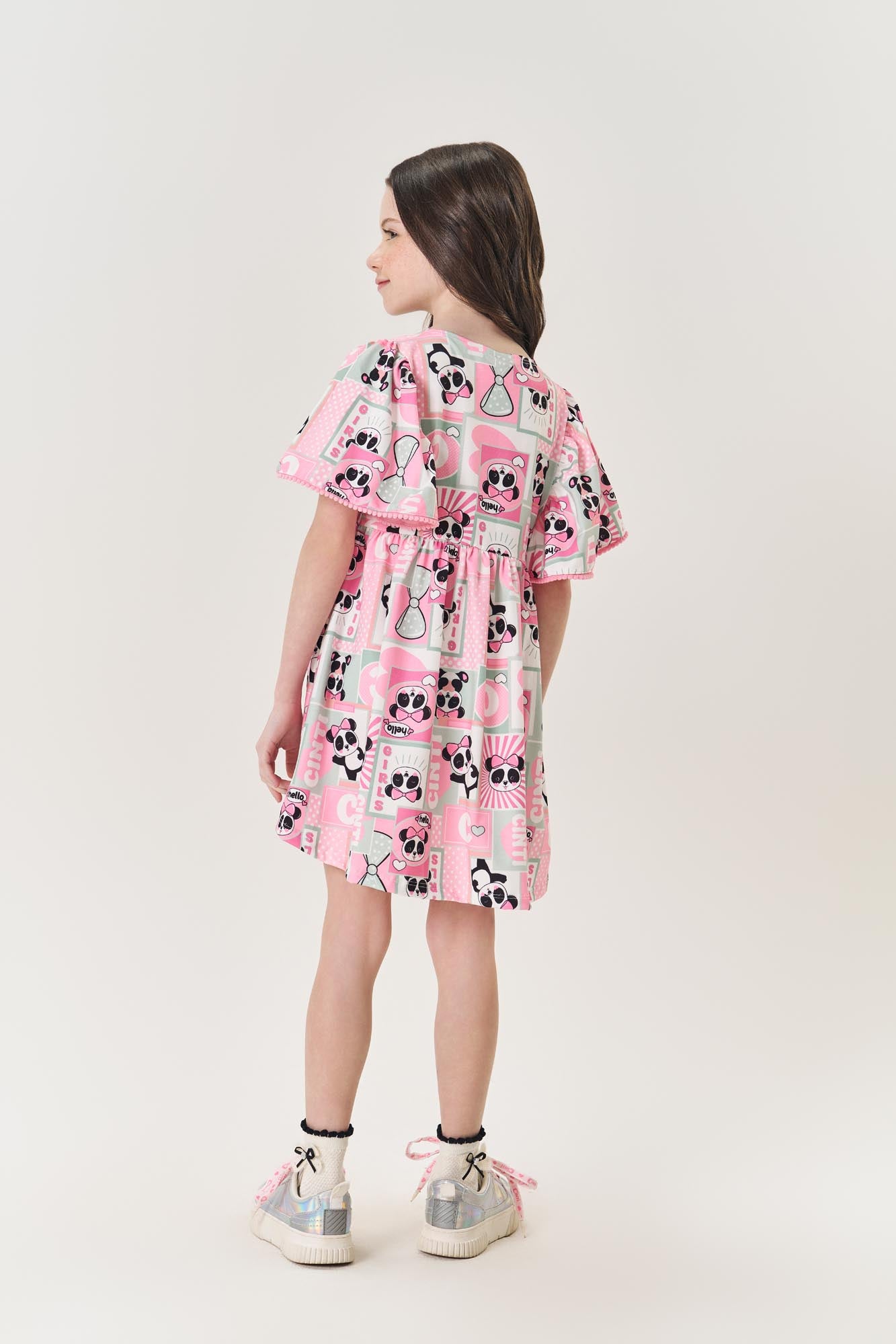 Vestido Infantil Cinti Inverno Rosa Panda
