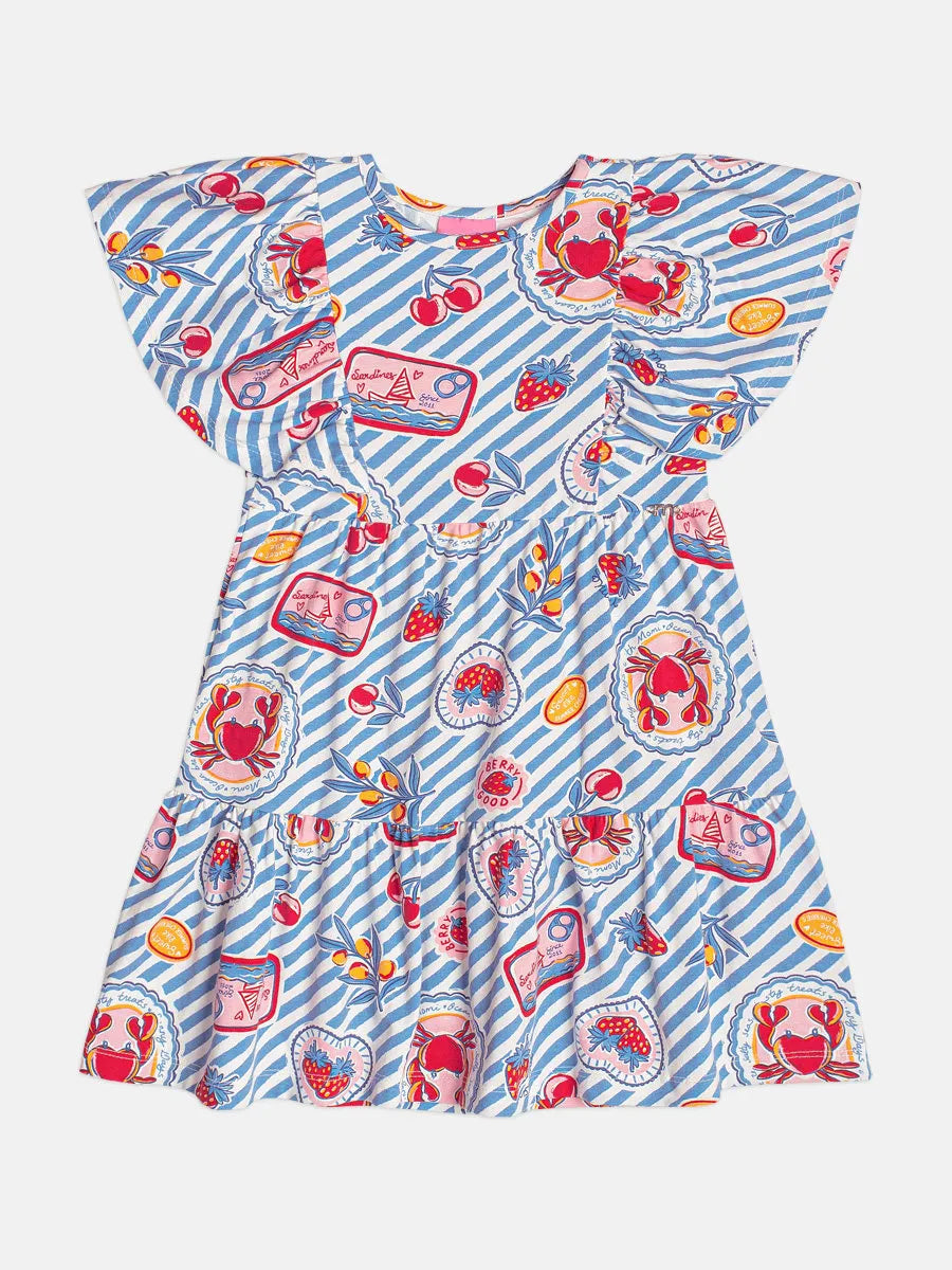 Vestido Infantil Momi Listrado Azul